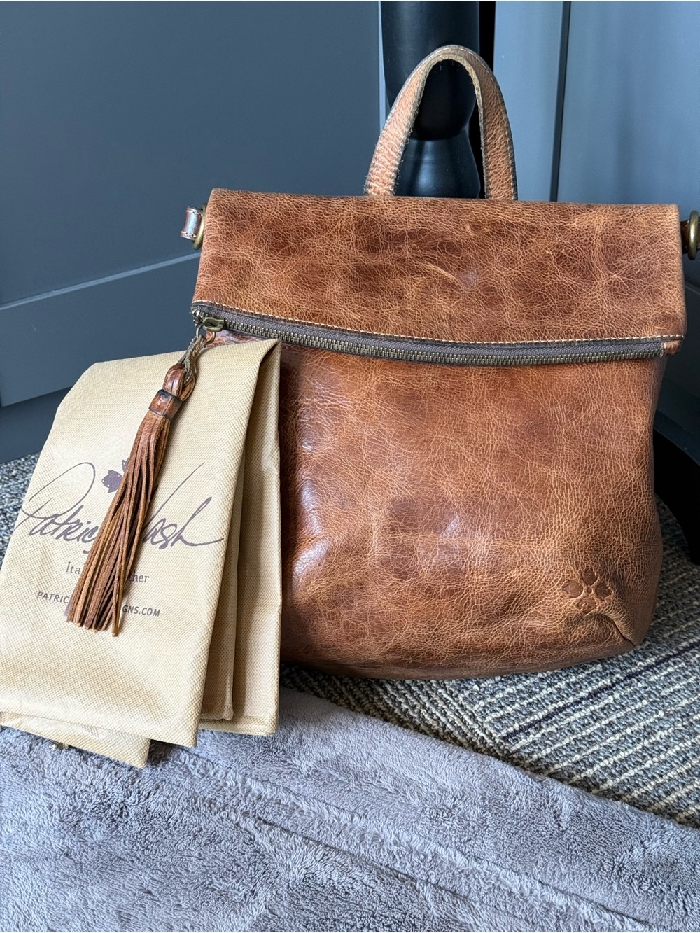 Patricia Nash Luzille distressed look Leather, Fold-Top Backpack purse. - Picture 1 of 16
